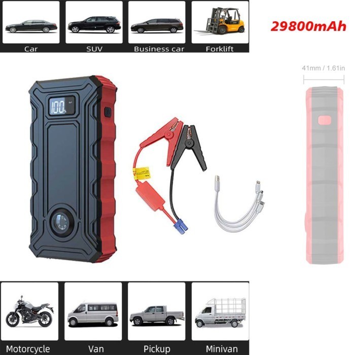 Jumper Aki Mobil Portable Power Bank 20000mAh Senter For Android Apple