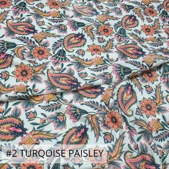 

Terlaris Kain Print Bunga Sutra / Ity Crepe - Turquoise Paisley (Per 0,5 Meter) Pengiriman Cepat