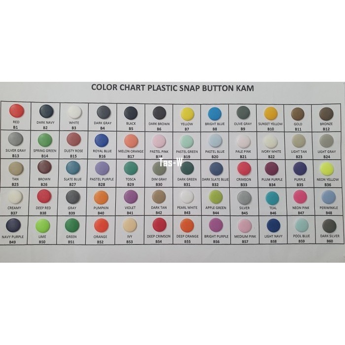 Plastik Snap Button/Kancing Jepret Merk Kam T3 Warna Campur