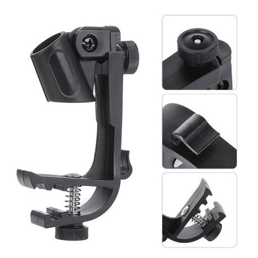 Mic Microphone Holder Mount Clamp Penahan Snare Drum Clip On Rim Shock