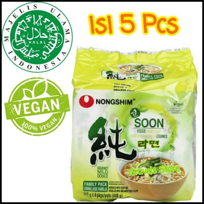 

1 Pack Isi 5 Pcs - Nongshim Soon Veggie Ramyun - Vegetarian Vegan