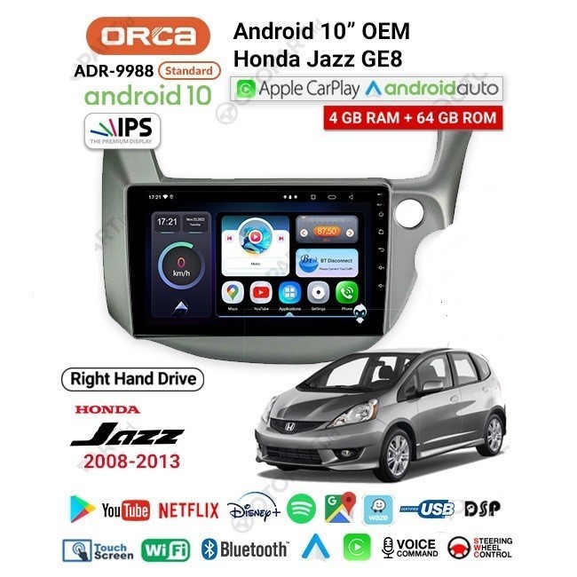 Jual Head Unit Android Jazz GE8 2008-2014 Orca 9988 Auto Play 10 Inch