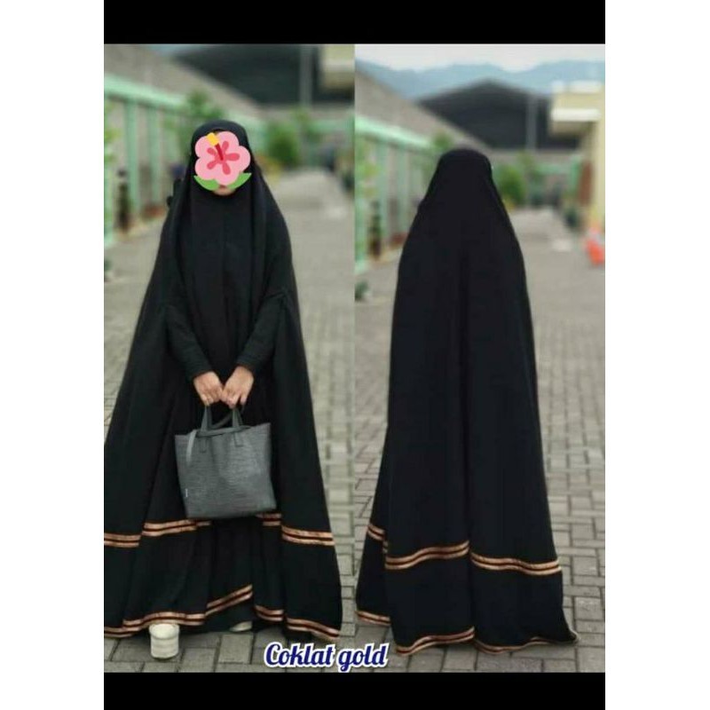 NEW PREMIUM DAILY HIJAB Khimar Syari Jetblack / long Khimar jetblack List Bisban 4 Baris Bolong