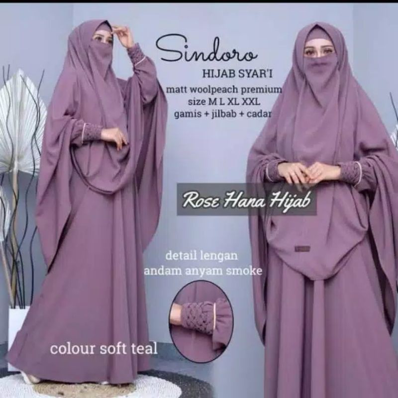 NEW PREMIUM DAILY HIJAB READY  Setelan Gamis Khimar Jumbo Sindoro Syari Gamis Khimar Free Cadar by
