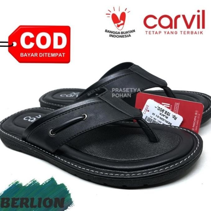 Sandal Kulit Pria Carvil Original - Sendal Pria Kulit Original Carvil Lapaknyarudi