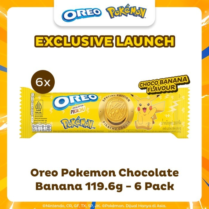 

PROMO Oreo Pokemon Biskuit Chocolate Banana 119.6g - 6 Pack