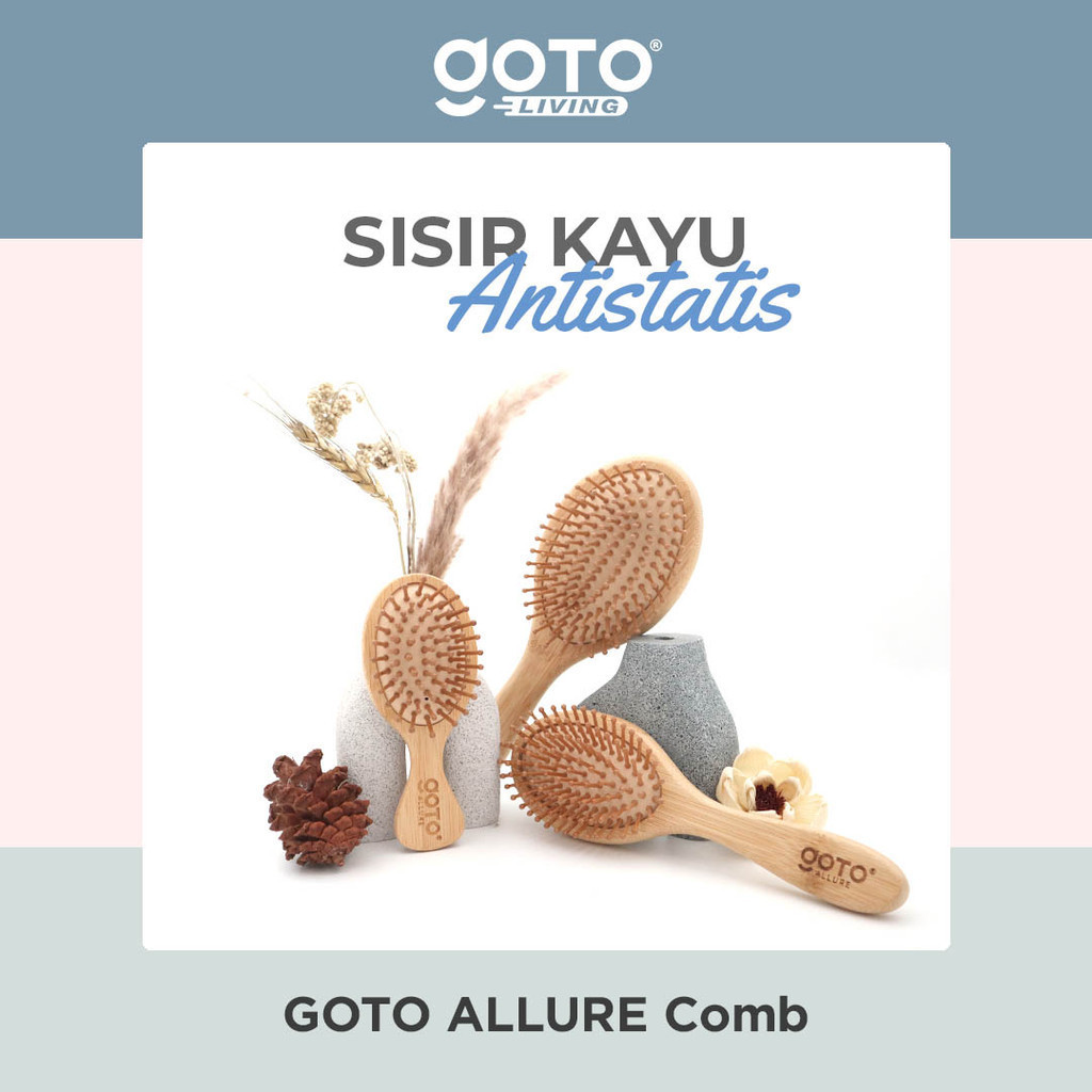 Goto Allure Sisir Rambut Kayu Hair Brush Comb Anti Statis Kusut Rontok