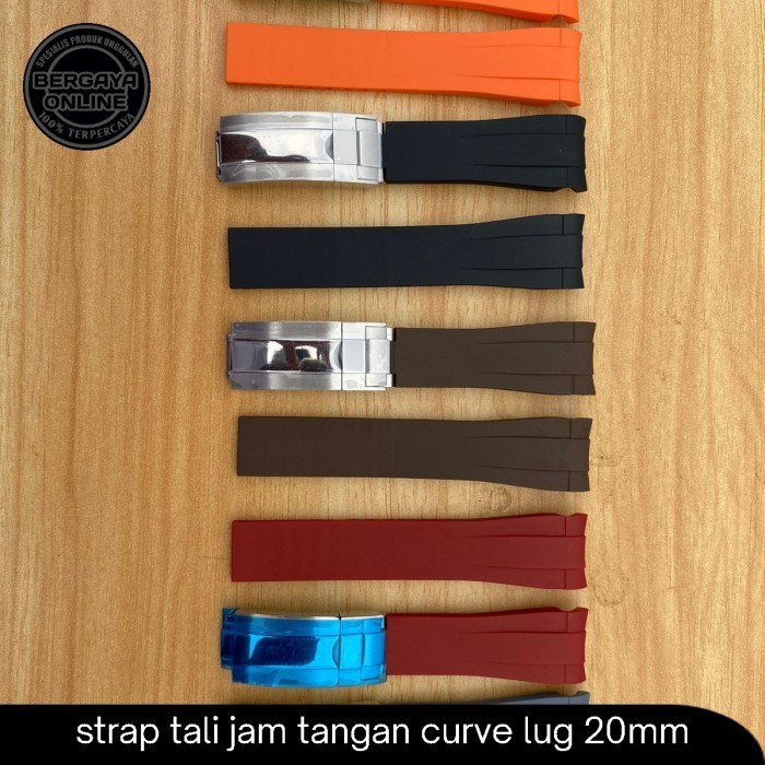 STRAP TALI JAM TANGAN RUBBER SILICON CURVE 20MM