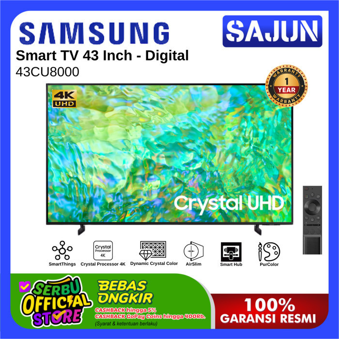 Samsung Smart Tv 43Cu8000 Crystal Uhd 4K Tv Led 43 Inch Ua43Cu8000