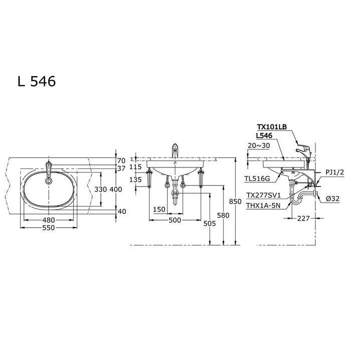 Wastafel Toto L546 (Body Only) Under Counter