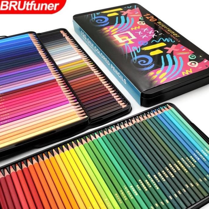 

Brutfuner 120 Colors Professional Oil Color Square Pencils Set Tinbox