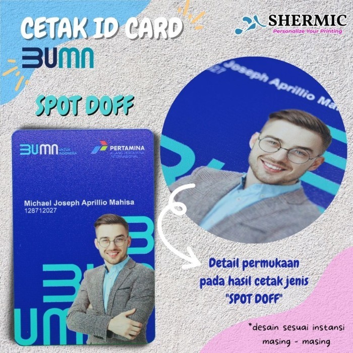 Cetak Custom Print UV DESAIN ID CARD BUMN NAME TAG PVC RFID E-TOLL