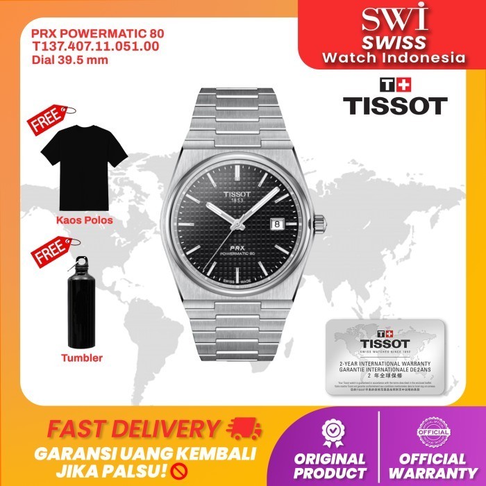 Jam Tangan Pria Analog Tissot T137.407.11.051.00 Prx Powermatic 80