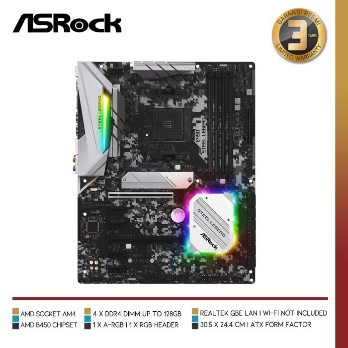 Motherboard Asrock - B450 Steel Legend Ryzen Am4 Atx Form Factor