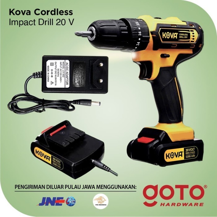 Kova Cordless Impact Drill 20 V Bor Baterai Tembok