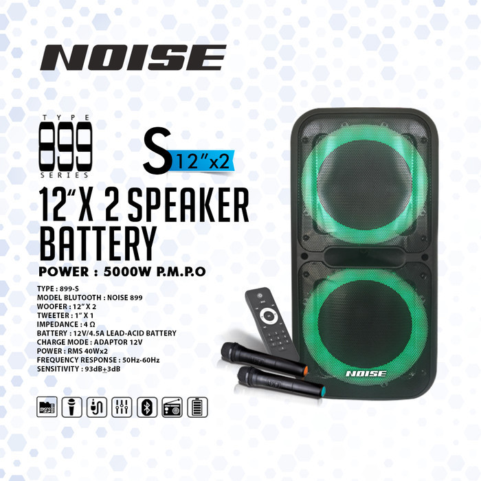 Speaker Portable Wireless Noise 899 S Original 2 X 12 Inch Bluetooth