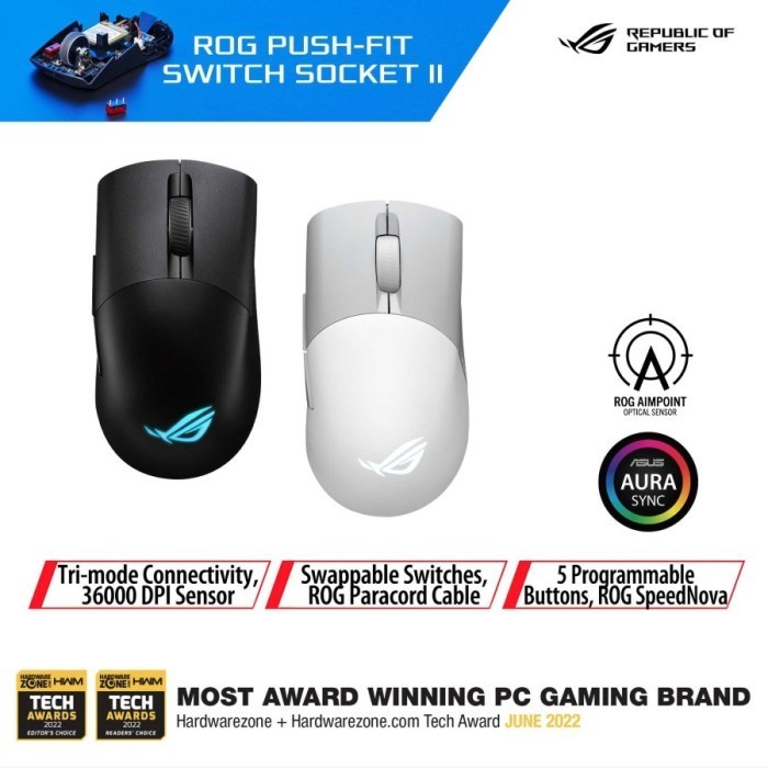 Asus Asus Rog Keris Wireless Aimpoint - Gaming Mouse - White Putih