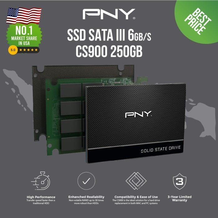 Pny Ssd Cs900 250Gb 2,5Inch Internal Sata Iii 6Gb/S