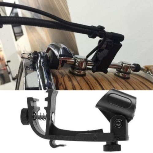 Holder Mount Clamp Mic Microphone Penahan Snare Drum Clip On Rim Shock