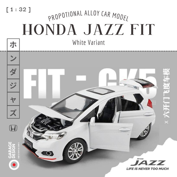 Diecast Miniatur Mobil Honda Jazz Fit Gk5 Suv Skala 1:32 Mainan Putih