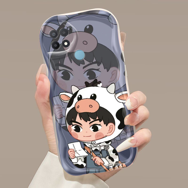 Casing Hp OPPO A15 A15s A35 Case Casing ponsel imut HP kartun sapi Softcase perempuan pecinta Dengan
