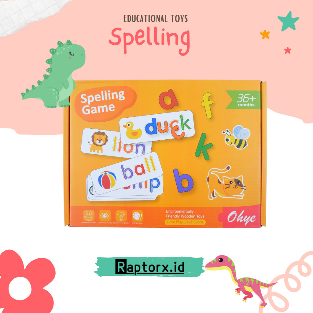 Puzzle Kertas Ohye Spelling Game Belajar Membaca Huruf Belajar Mengeja Mainan Edukasi Montesori