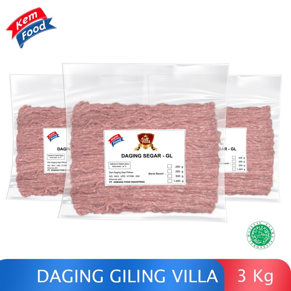

Villa Paket 3 Pack Daging Sapi Giling 85% - 1Kg -Gratisongkir