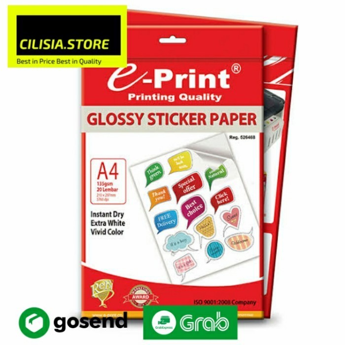 

Kertas Stiker Glossy Eprint A4 Sticker Paper 135Gsm Isi 20 Lembar