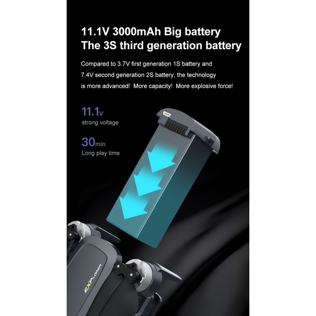 Original JJRC X20 3S Battery 11.1V 3.000mAh Drone Baterai LiPo Batre