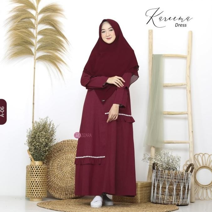Zizara Kareema Dress A06 Gamis Only Bahan Katun Madinah Bisa Couple Stok Terbatas