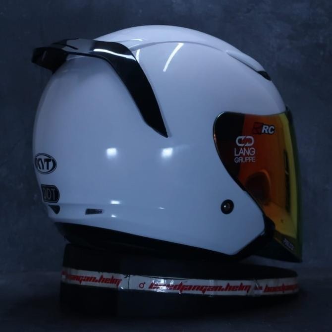 KYT HELM DJ MAXI SOLID WHITE GLOSSY - HALF FACE - DOUBLE VISOR