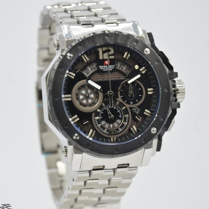Jam Tangan Pria Swiss Navy SN 8939 Rantai Silver Original Murah