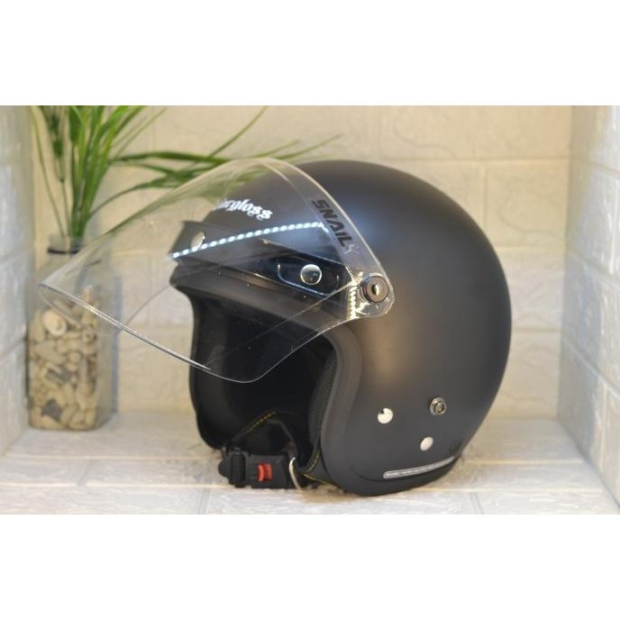 HELM CARGLOSS RETRO ORIGINAL + VISOR SNAIL FLAT CLEAR PREMIUM QUALITY