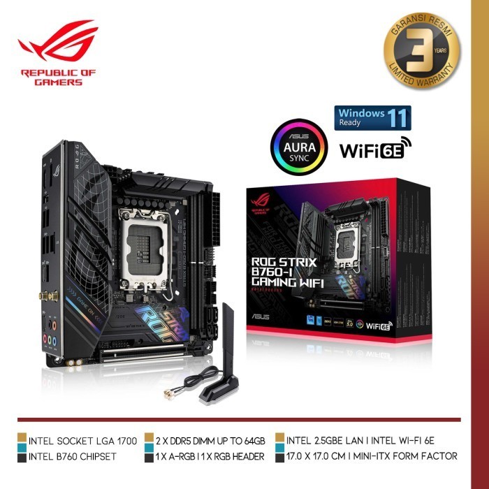 Asus Rog Strix B760-I Gaming Wifi Intel B760 Lga 1700 Ddr5 Mini-Itx