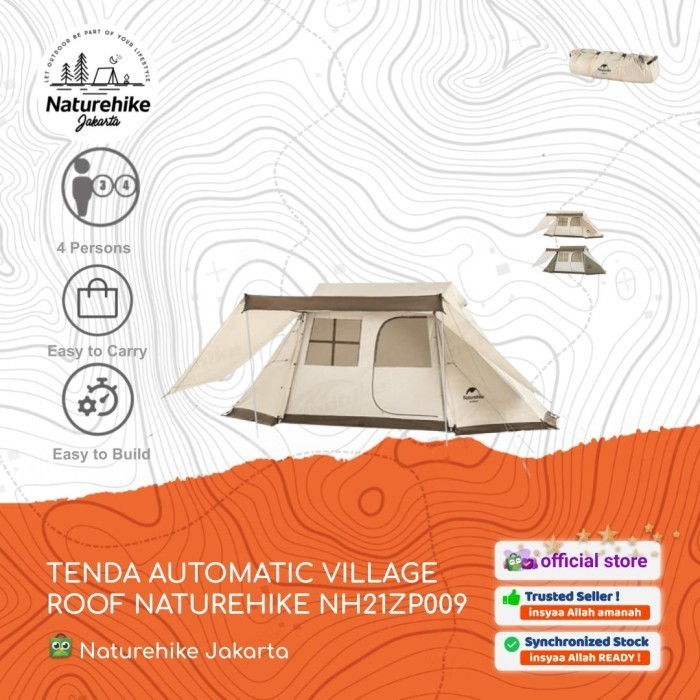 Tenda Camping 3 - 4 Orang Otomatis Village 5.0 Naturehike Nh21Zp009