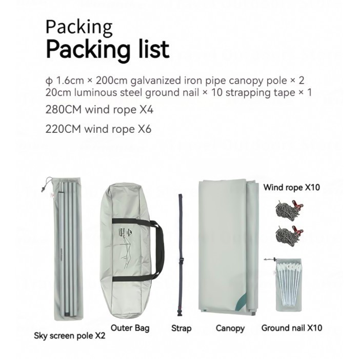 Naturehike Tenda Canopy Camping Nh22Zp009 Canopy Sunrise With Pole