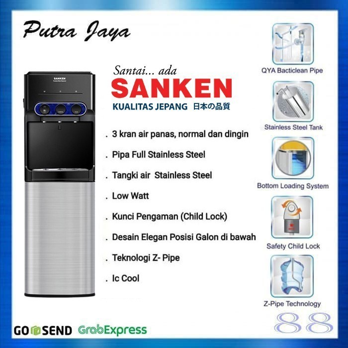 Dispenser Sanken Galon Bawah Hwd-C535Ic (Normal, Cold And Hot) Termurah Terlaris Promo