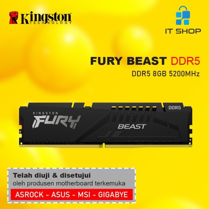 Kingston Fury Beast 8Gb Ddr5 - 5200Mhz