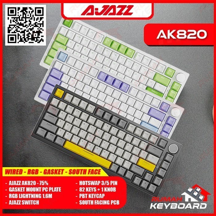 Mechanical Keyboard - Ajazz Ak820 Gts Rgb - 75% - Wired - Gasket Mount