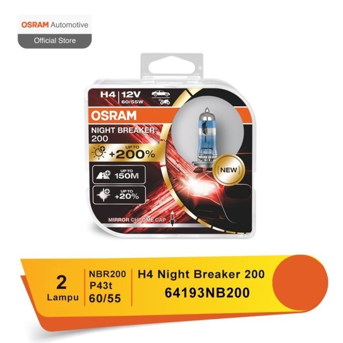 Osram Lampu Mobil Halogen H4 Nbr 200 - 64193Nbr200 Termurah Terlaris Promo