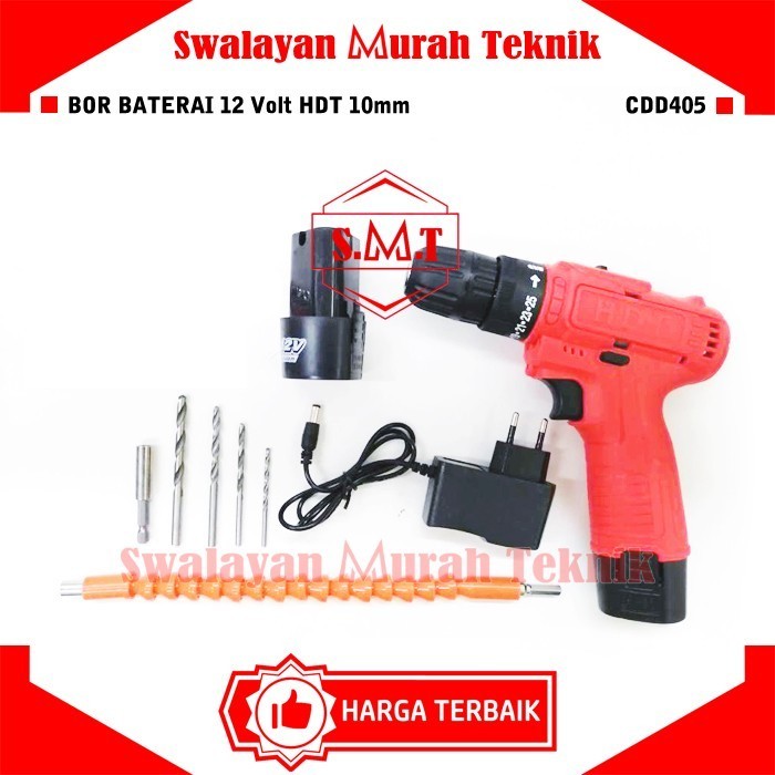Bor Baterai 12Volt Ekonomis HDT CDD405 10mm Cordless Drill CDD 405