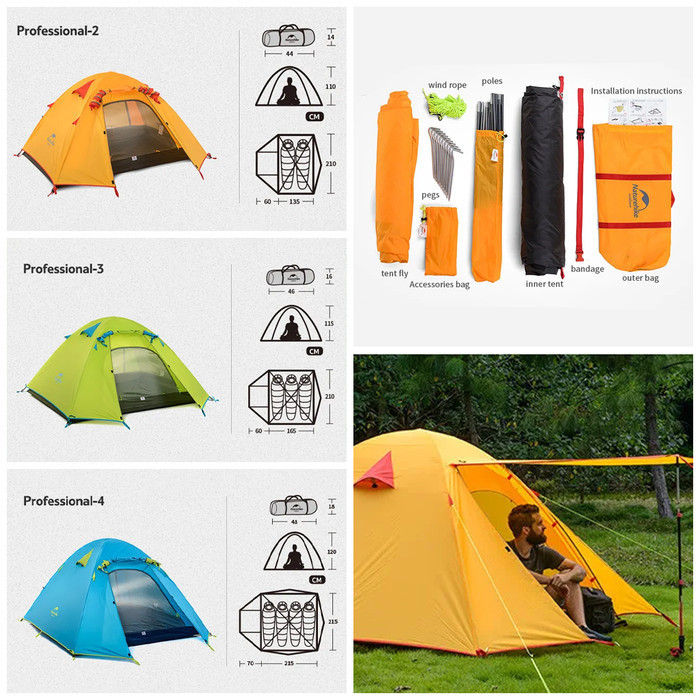 Tenda Naturehike P Series 2P Nh18Z022-P Camping Tent