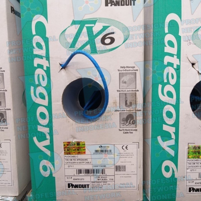 Kabel Lan Utp Panduit Cat 6 Tx6 Puc6C04Bu-F / Panduit Cat6 Tx6/Panduit