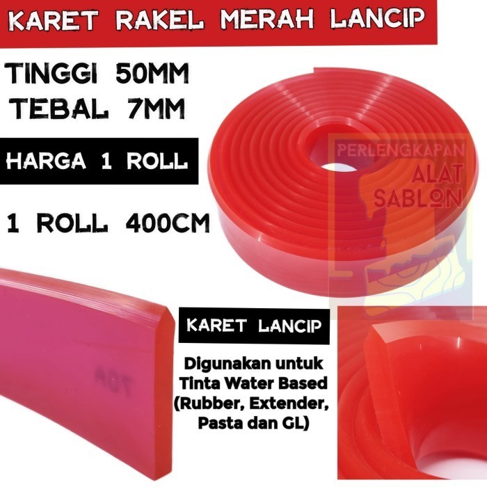 

Karet Rakel Sablon Merah Lancip 7Mmx50Mm 1 Roll