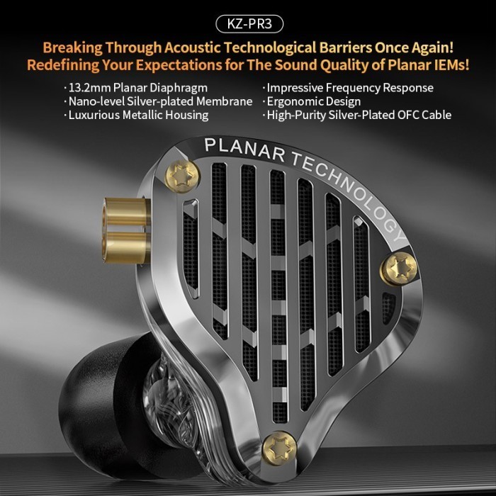 Kz Pr3 Planar With Mic In Ear Metal Earphone Headset Alt Pr2 Pr1 Pro