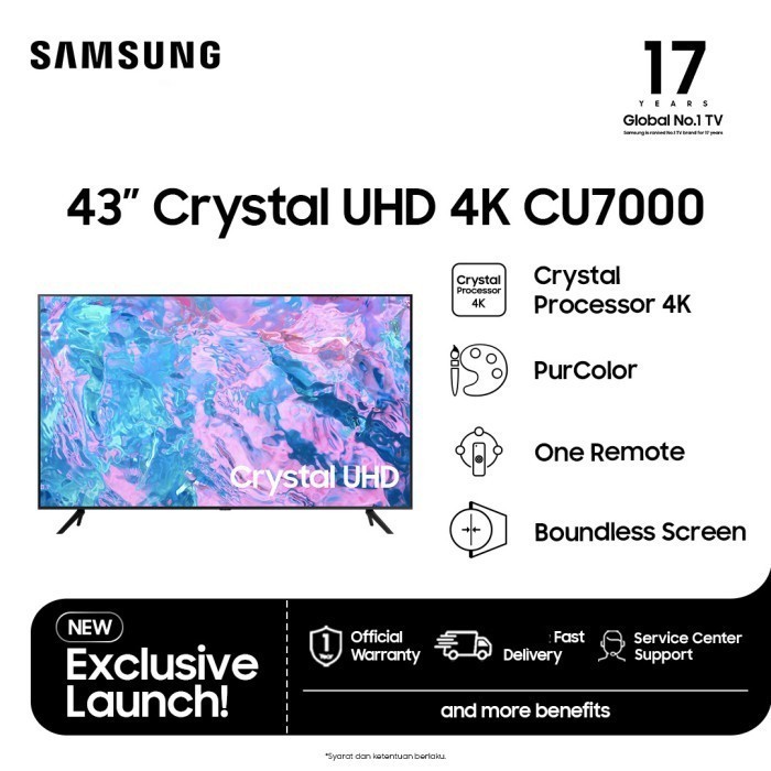 Samsung Ua43Cu7000 Smart Tv 43 Inch Crystal 4K Uhd 43Cu7000