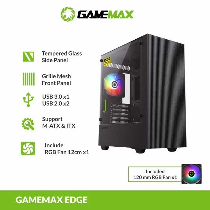 Casing Pc Gamemax Edge Mini Tower Micro Atx