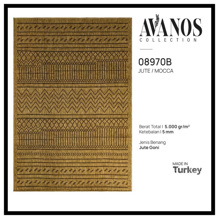 Karpet Avanos Rug Minimalis Modern Vintage Impor Turki - 120X170 Cm