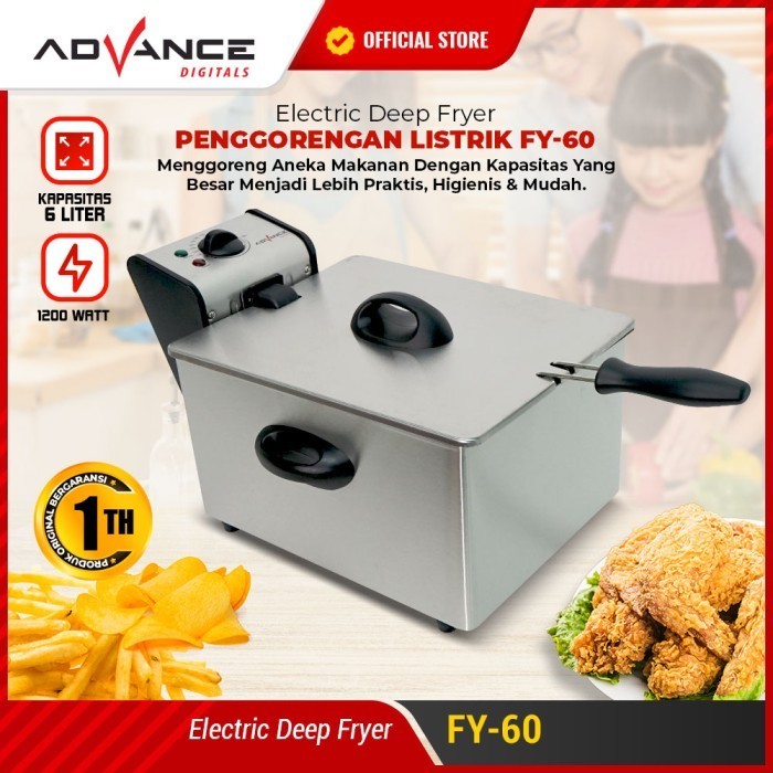 Penggorengan Listrik Advance Fy 60 Electric Deep Fryer 6 L Low Watt