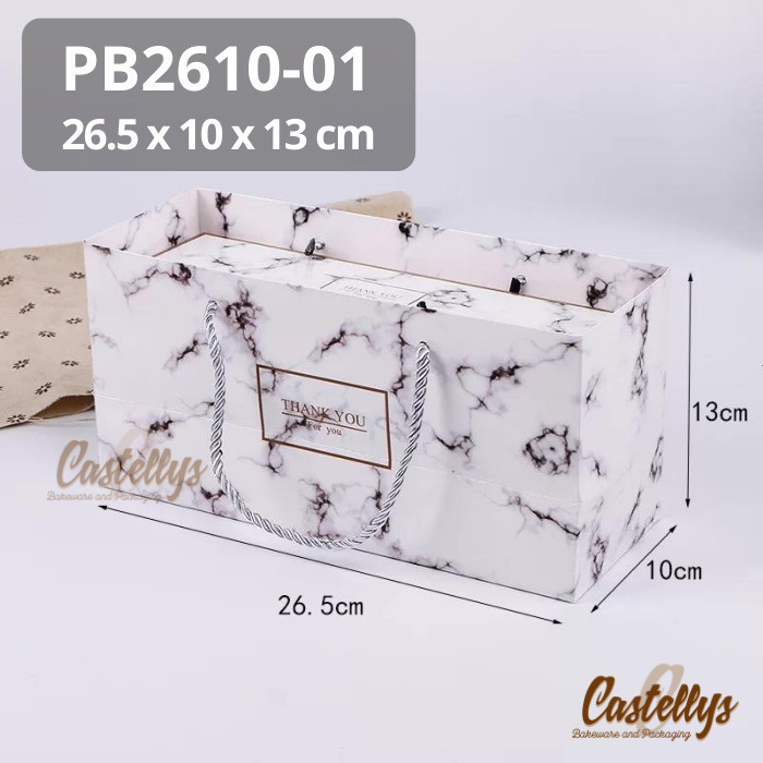 

><><><] Paper Goodie Bag PB2610-01 Marble Packaging Kue Hampers Hadiah Kado